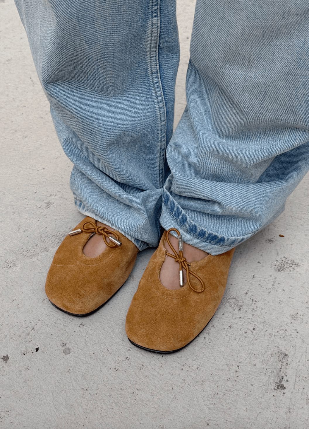 Rosalind Suede Tan Leather Ballet Flats - Detour Boutiques