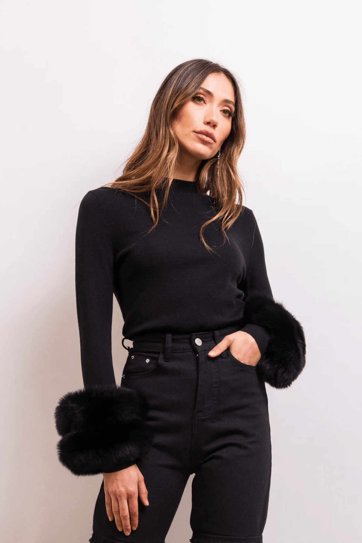 Samara Fur Cuff Wool Sweater - Detour Boutiques