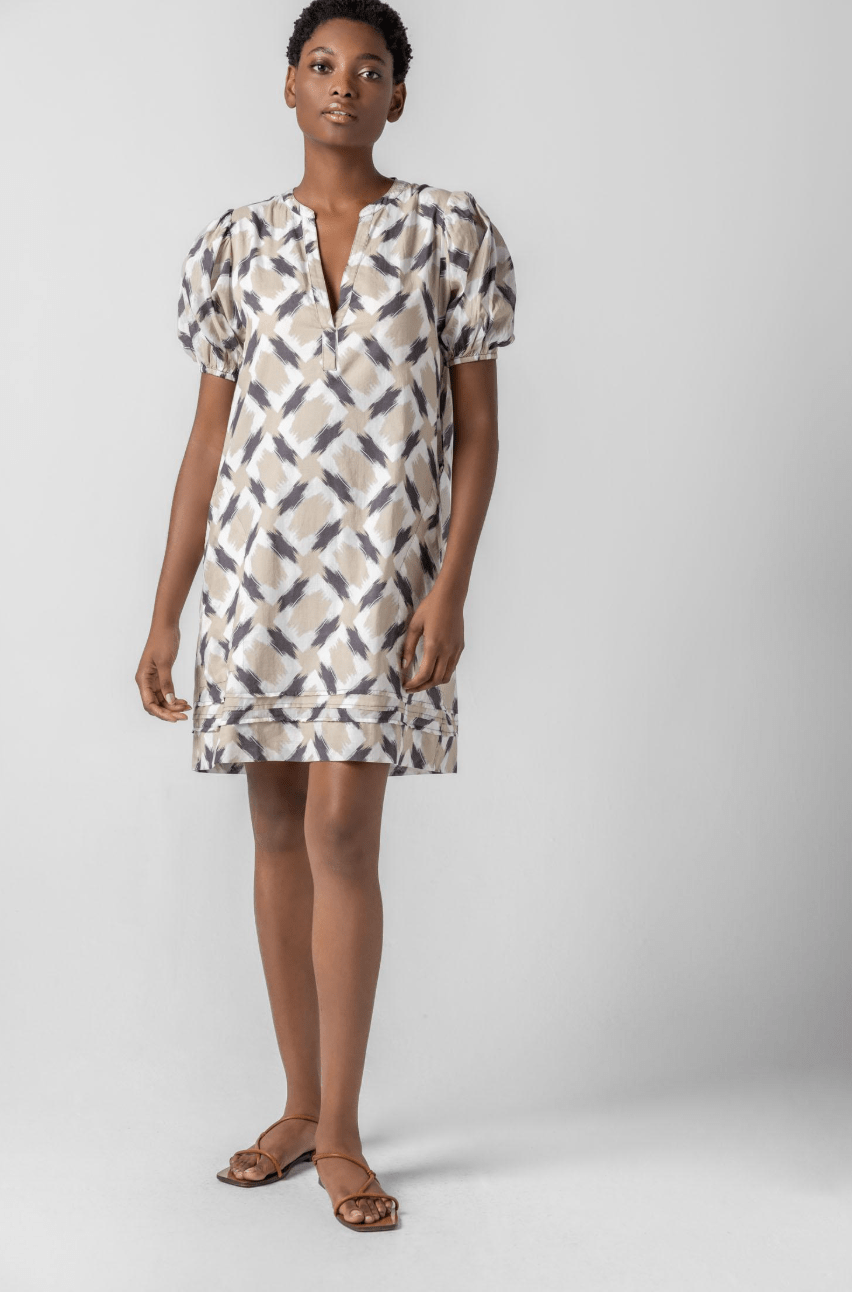 Shirred Elbow Sleeve Dress - Detour Boutiques