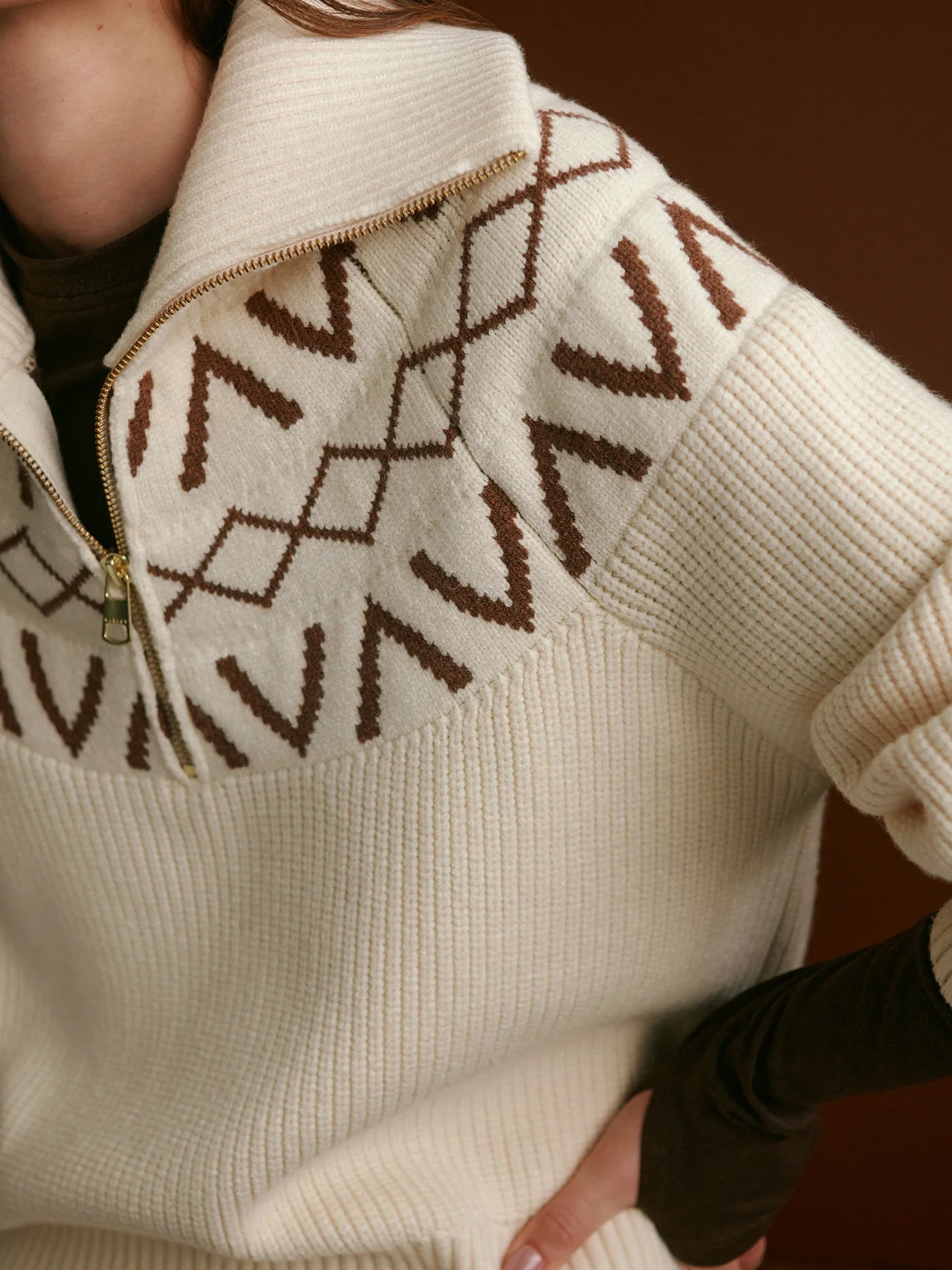 Sigrid Fairisle Half Zip Knit - Detour Boutiques