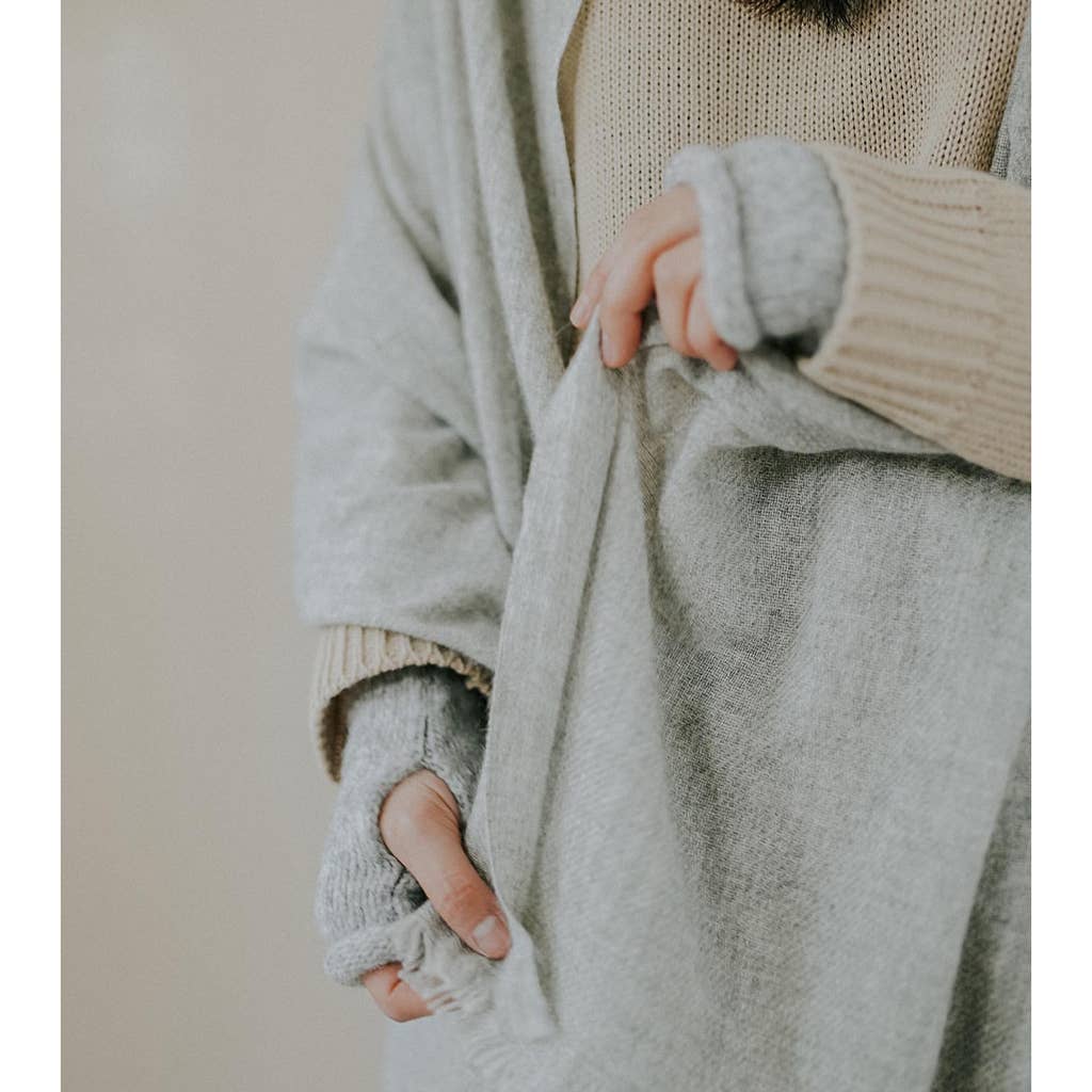 SLATE + SALT - Heathered Gray Handloom Cashmere Scarf - Detour Boutiques