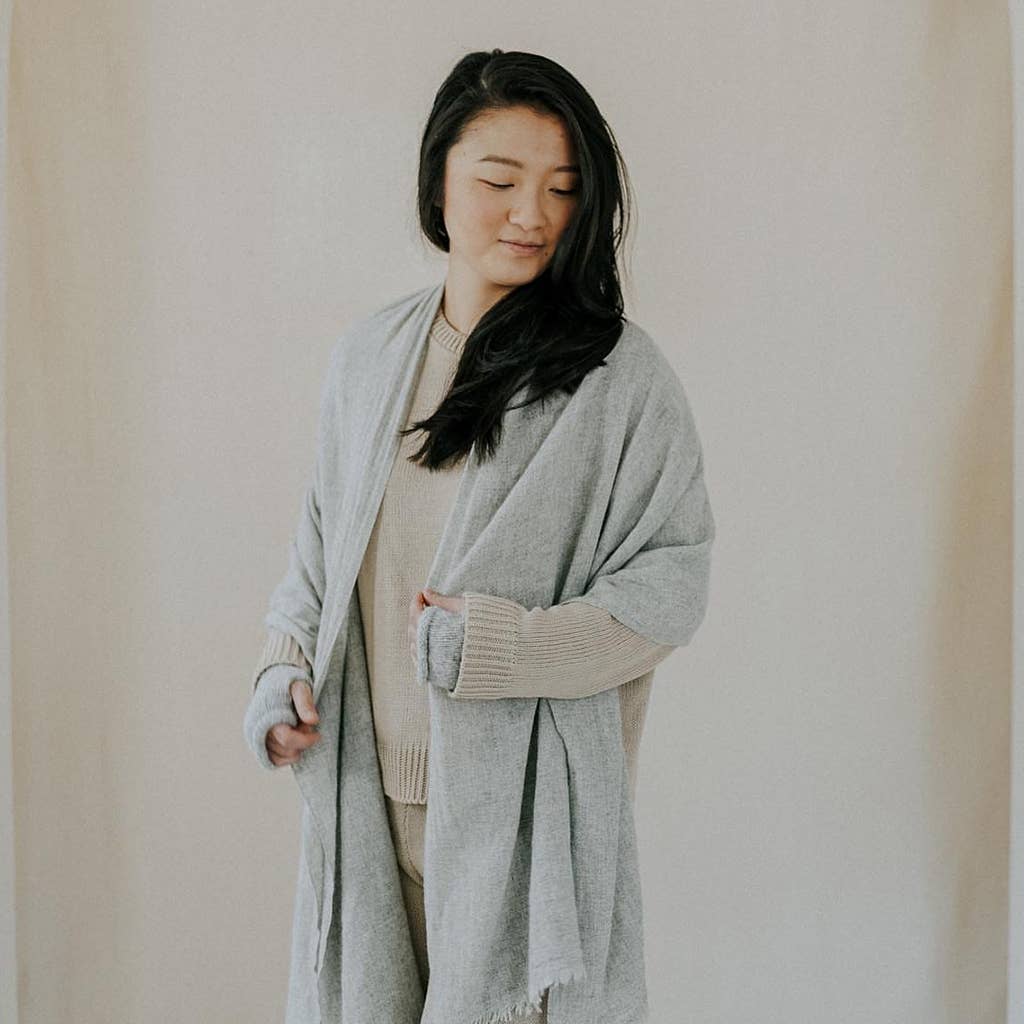 SLATE + SALT - Heathered Gray Handloom Cashmere Scarf - Detour Boutiques