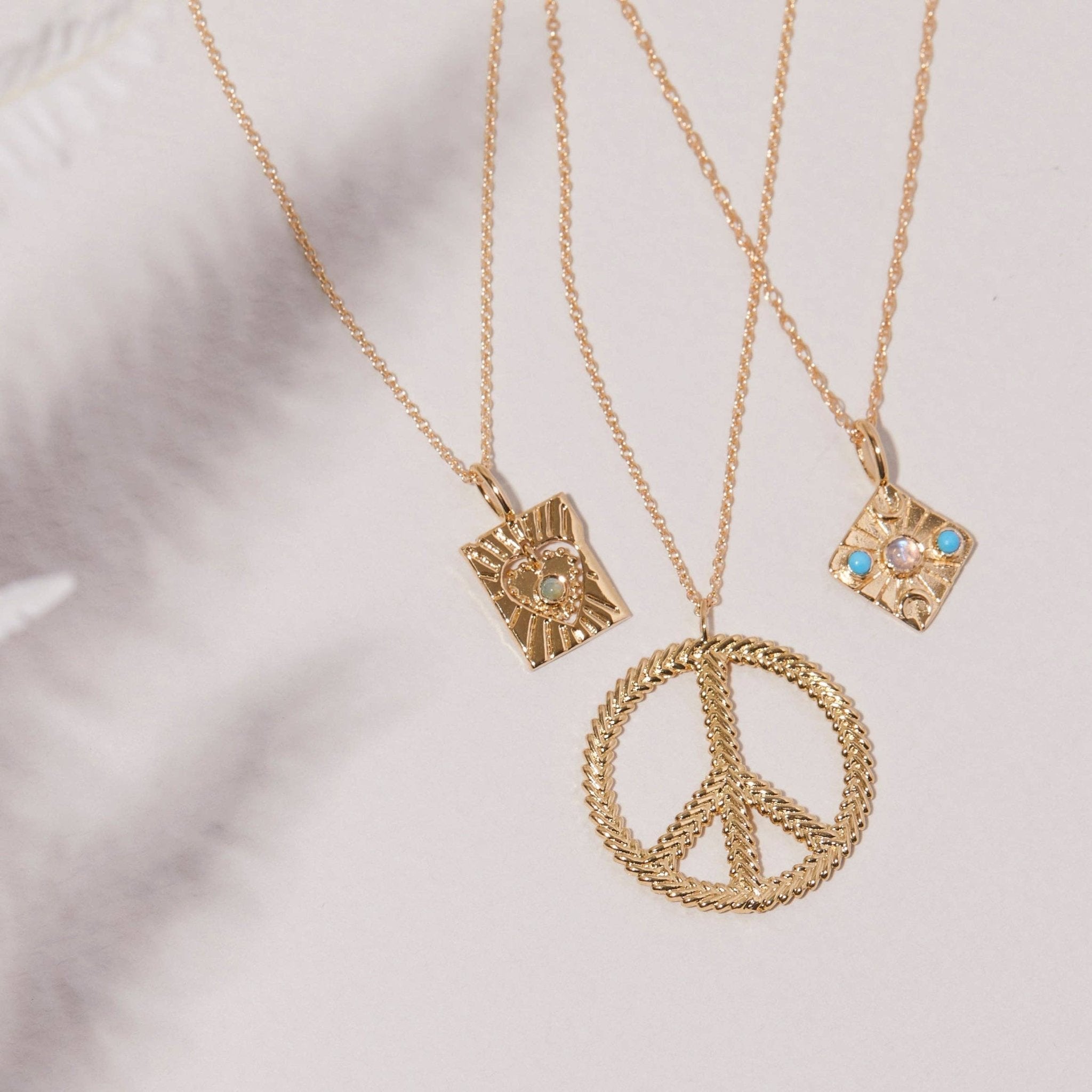 Studio Grun - Compass Necklace in Moonstone/Turquoise/Gold - Detour Boutiques