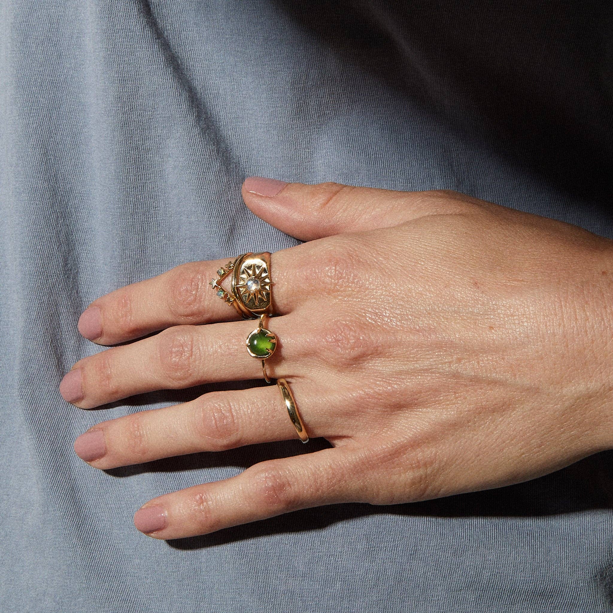 Studio Grun - Starburst Signet in Moonstone/Gold - Detour Boutiques