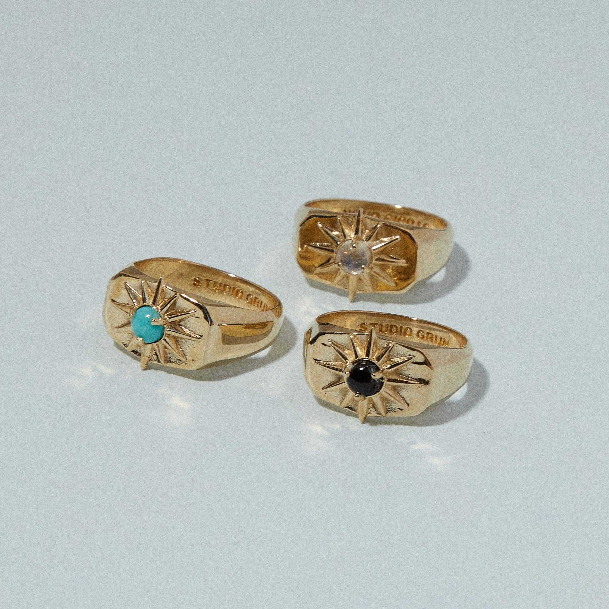 Studio Grun - Starburst Signet in Moonstone/Gold - Detour Boutiques