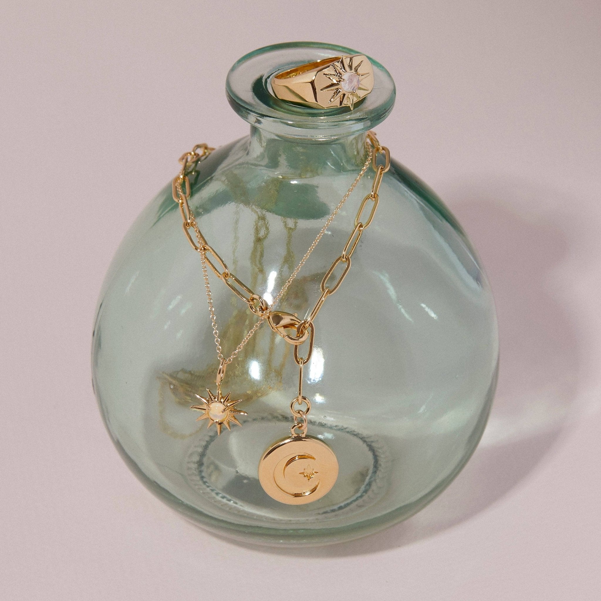 Studio Grun - Starburst Signet in Moonstone/Gold - Detour Boutiques
