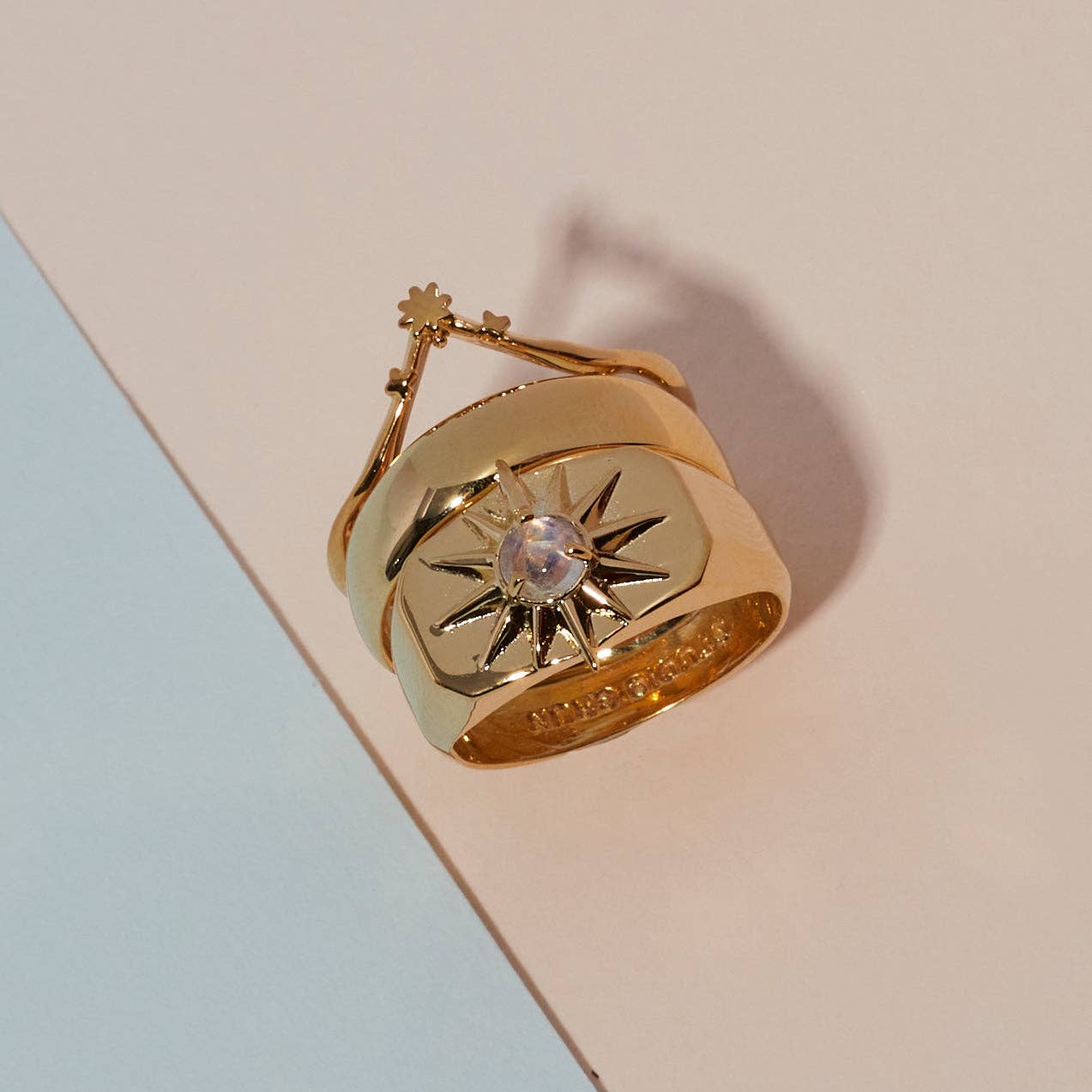 Studio Grun - Starburst Signet in Moonstone/Gold - Detour Boutiques