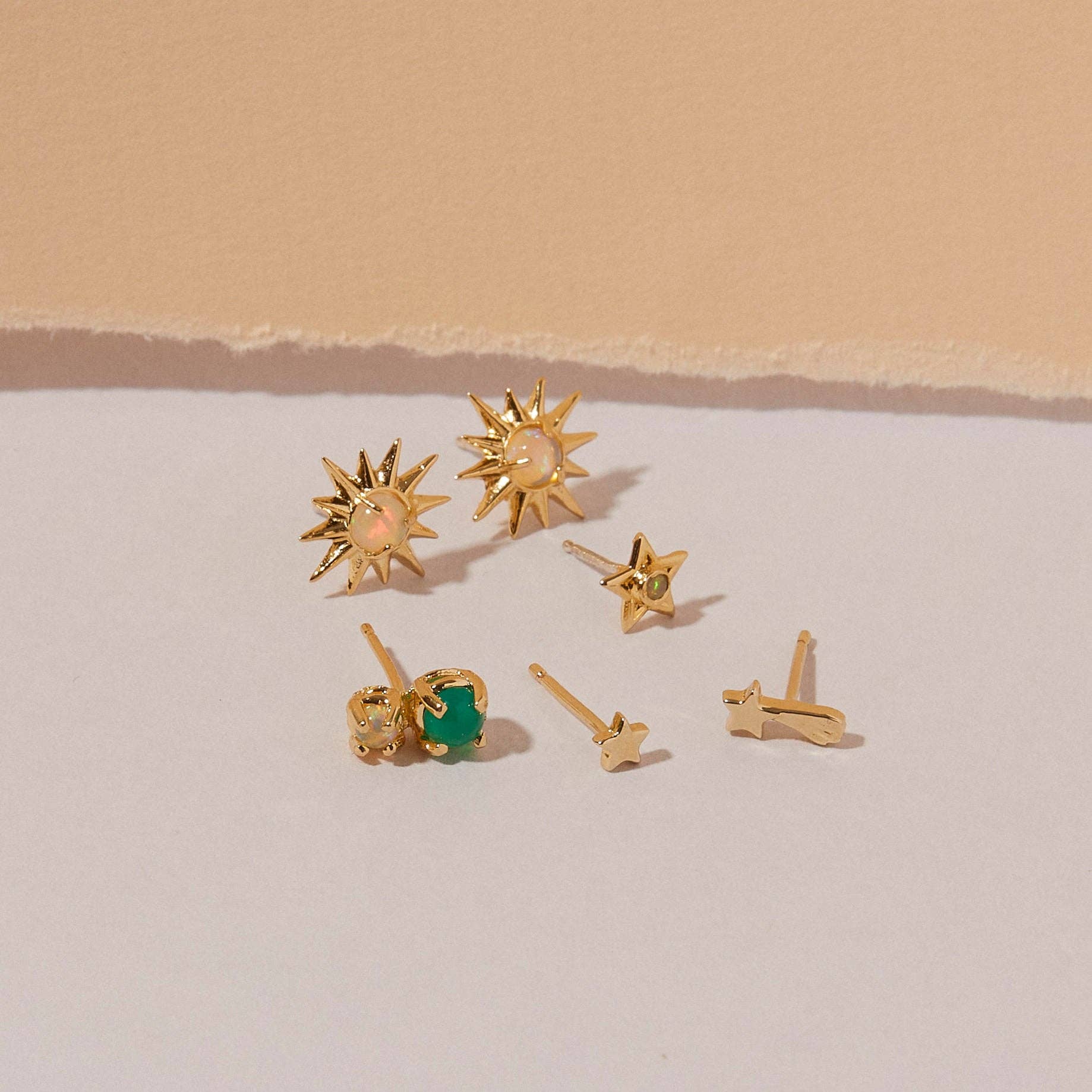 Studio Grun - Tiny Star Studs in Opal/Gold - Detour Boutiques