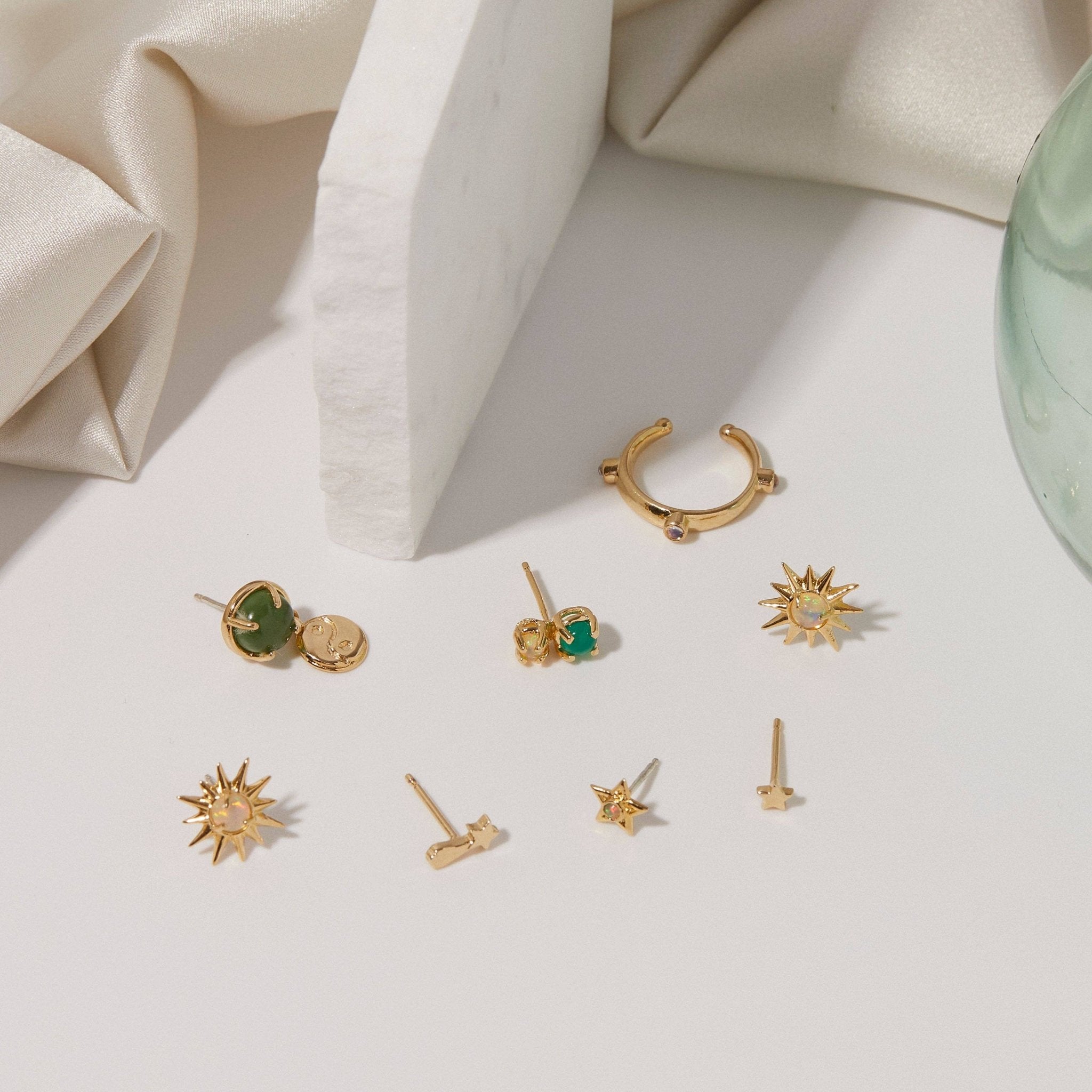 Studio Grun - Tiny Star Studs in Opal/Gold - Detour Boutiques
