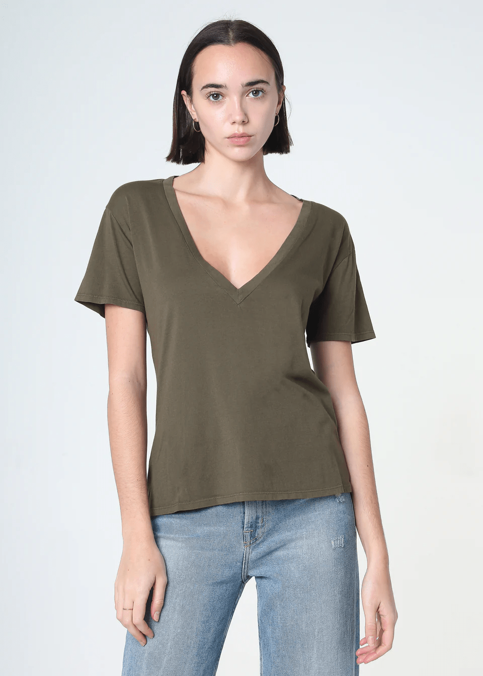 Supima Cotton Deep V Neck Tee - Detour Boutiques