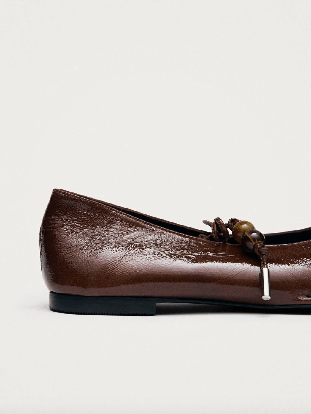Sway Beads Rift Brown Leather Ballet Flats - Detour Boutiques