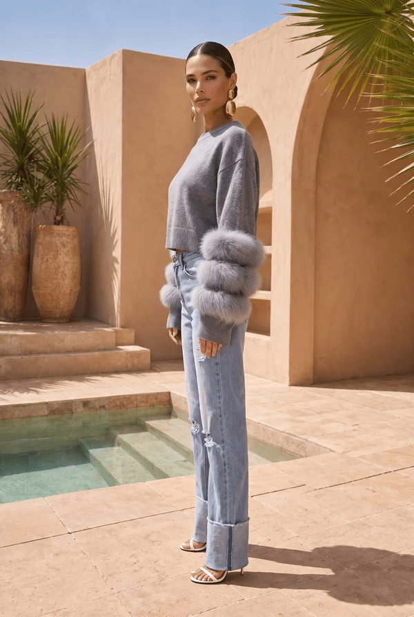 Tiers of Treaty Fur Sweater - Detour Boutiques