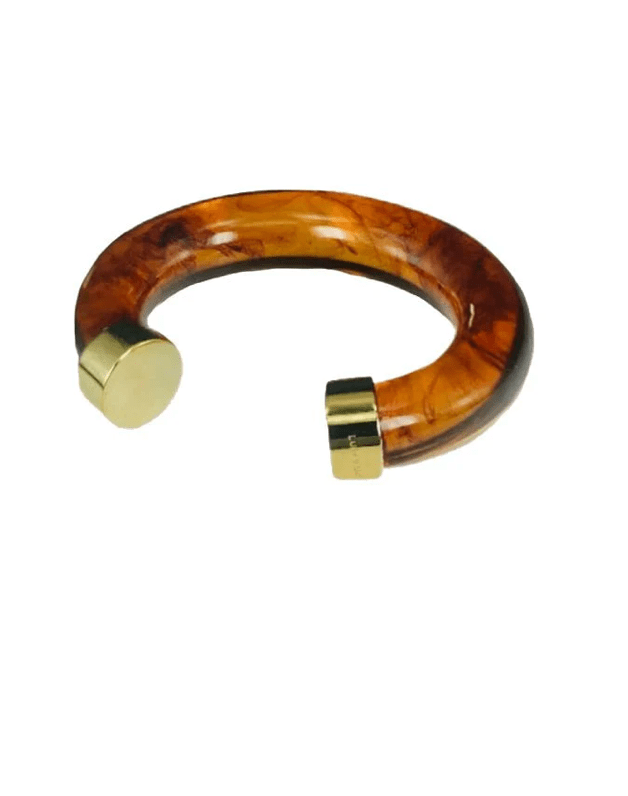 Tortoise Shell Cuff With Gold End Caps - Detour Boutiques
