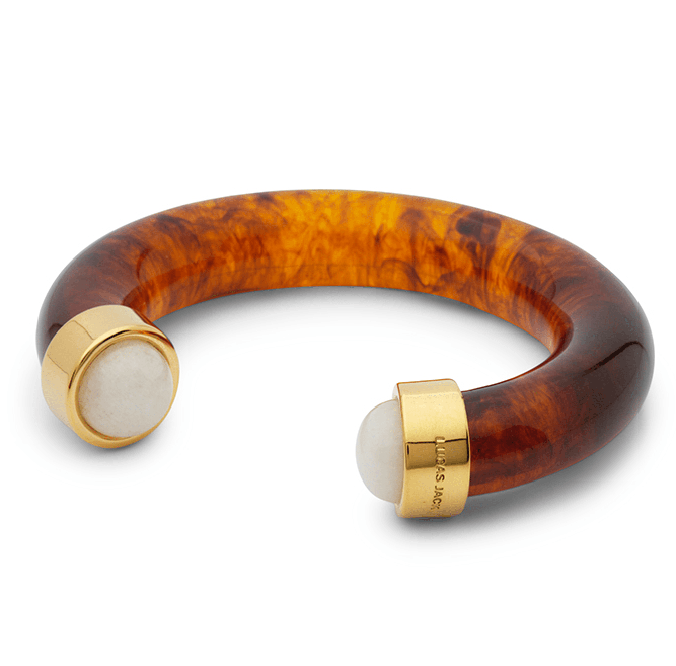 Tortoise Shell Resin Bracelet with White Quartz - Detour Boutiques