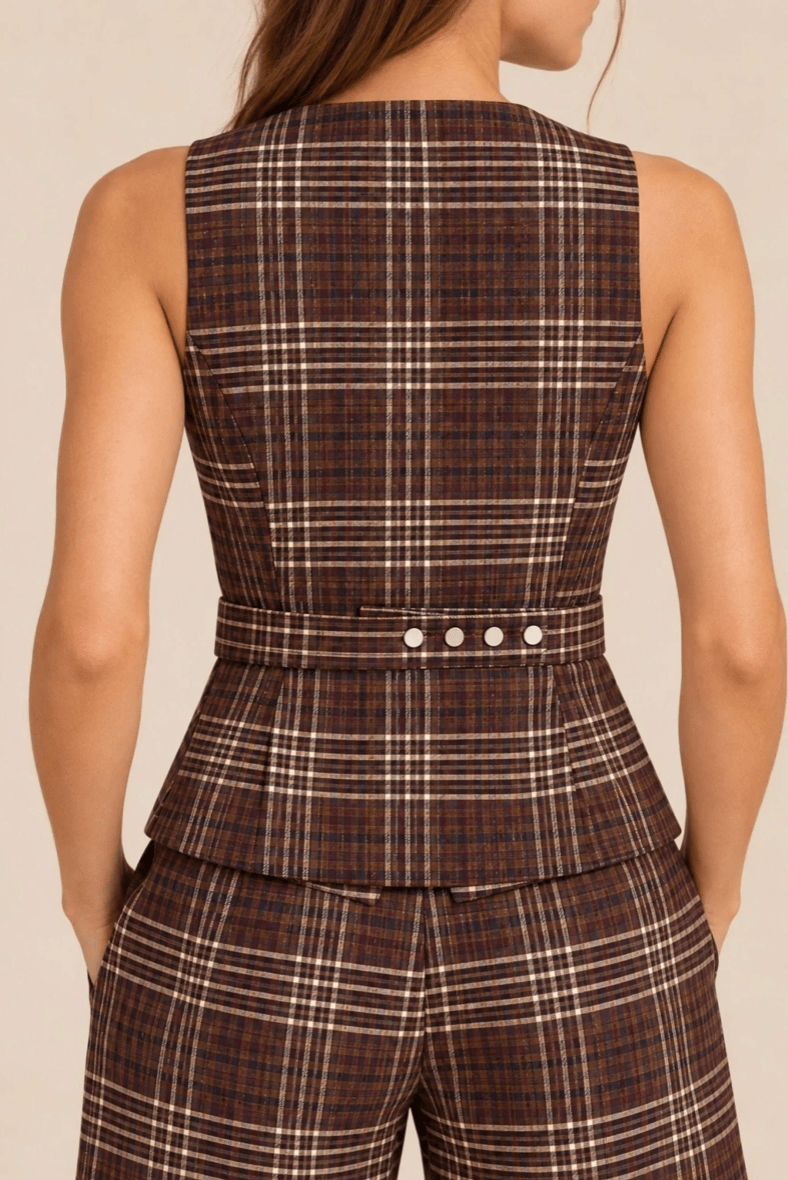 Tullerina Wrap Plaid Vest - Detour Boutiques
