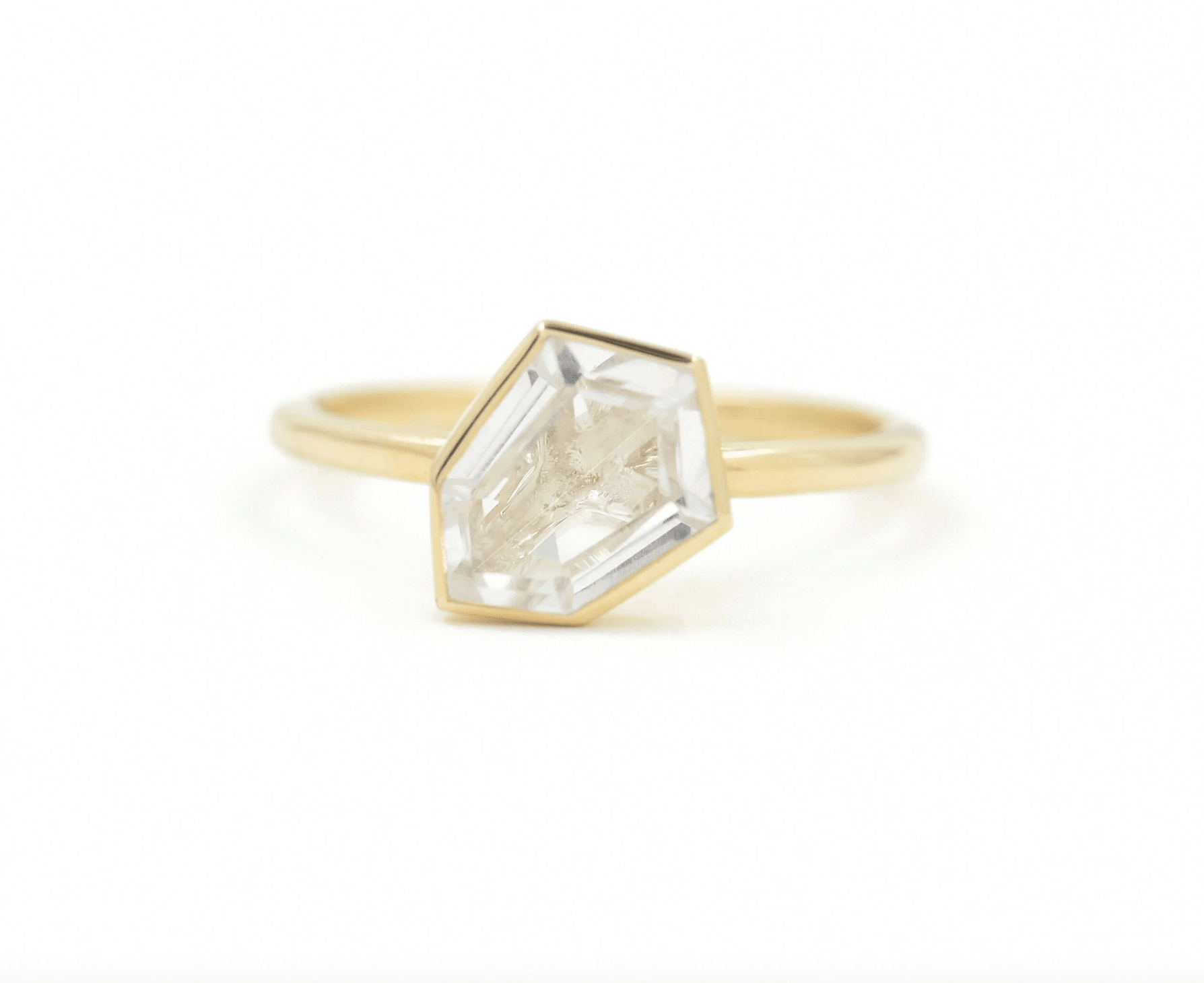 White Topaz Shield Jollie Ring - Detour Boutiques