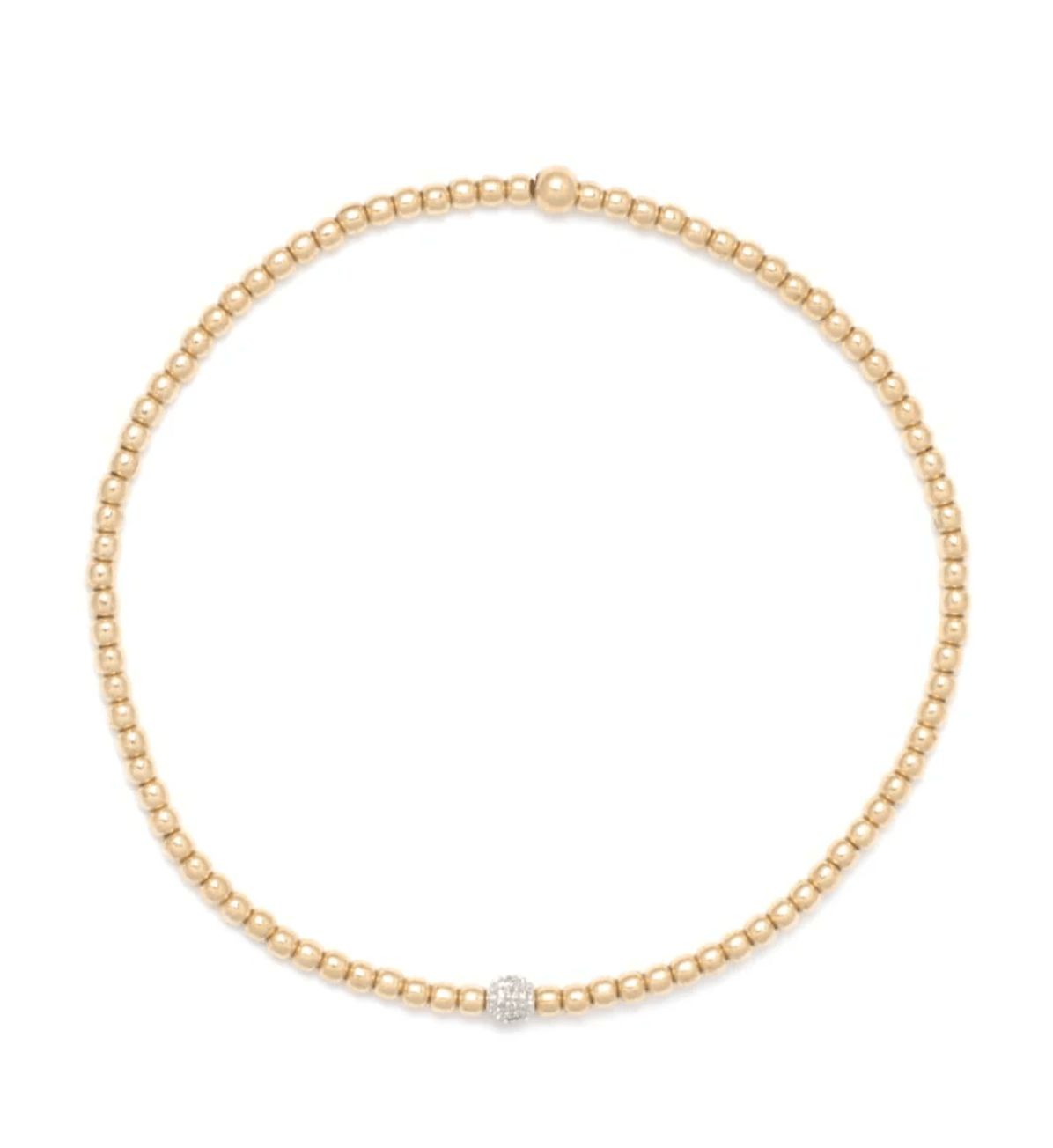 2MM Bracelet with 14k Gold Diamond Bead - Detour Boutiques