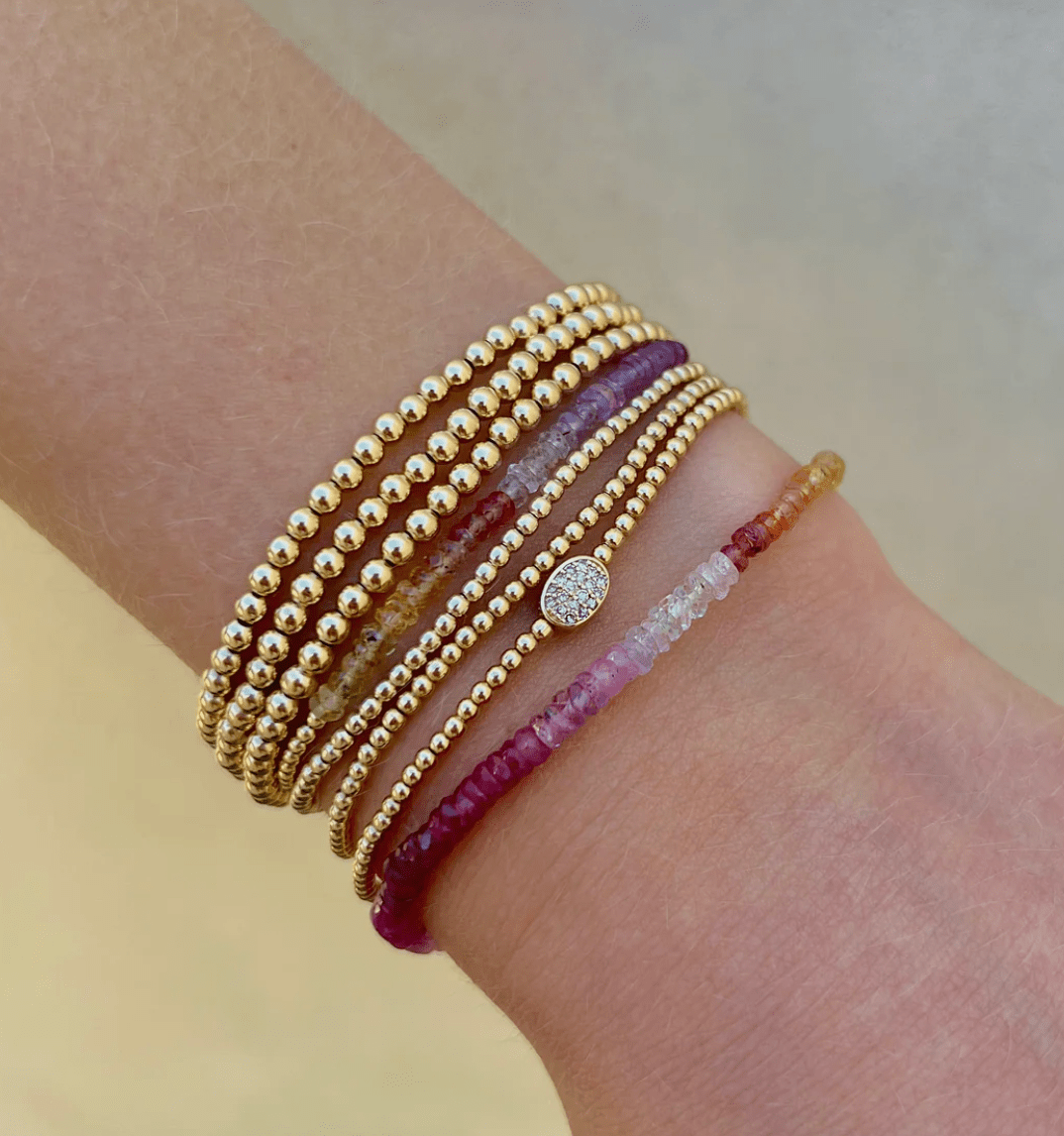 2MM Signature Bracelet with 14k Diamond Bean - Detour Boutiques