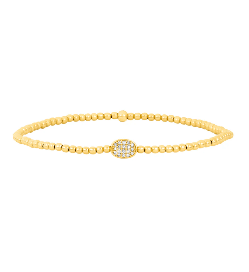 2MM Signature Bracelet with 14k Diamond Bean - Detour Boutiques