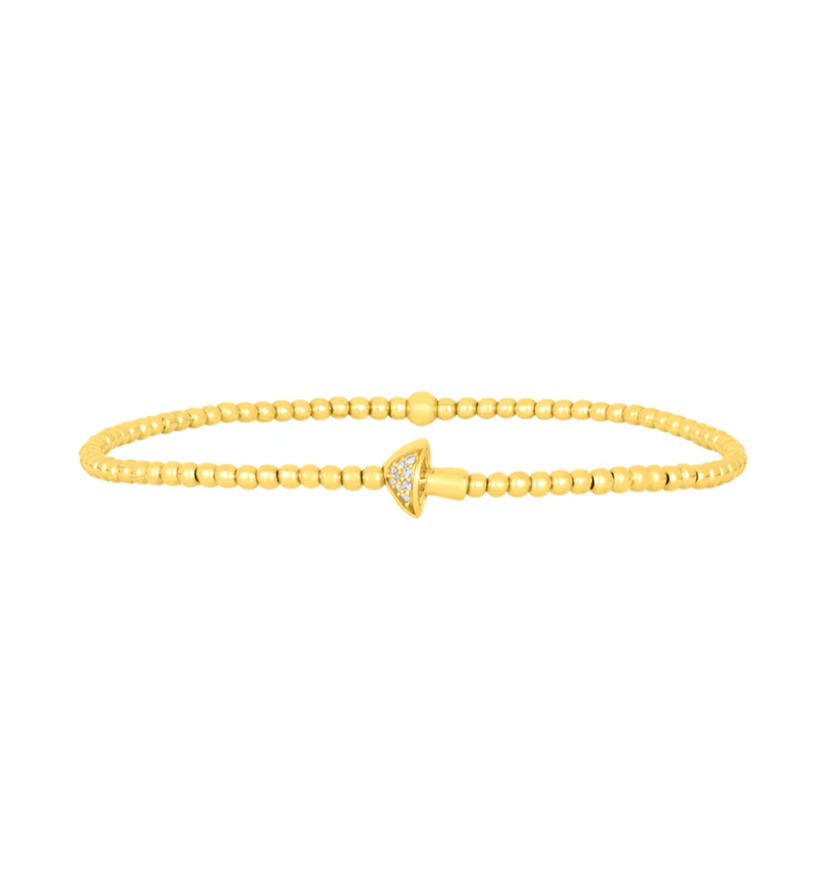 2MM Signature Bracelet with 14K Diamond Mushroom Bead - 6.5 / Yellow Gold - Detour Boutiques