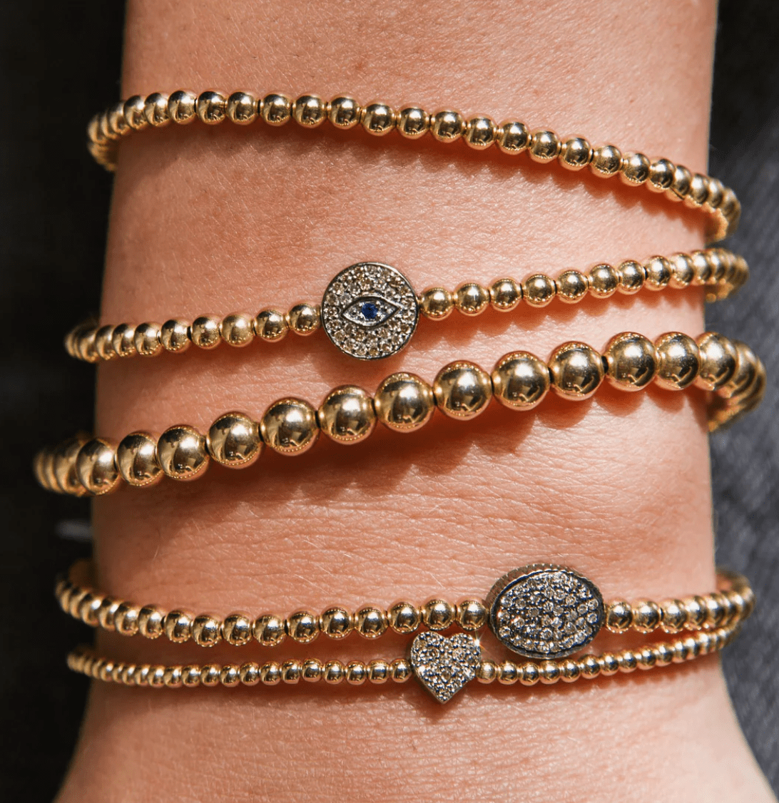 2MM Signature Bracelet with Diamond Heart Bead - Detour Boutiques