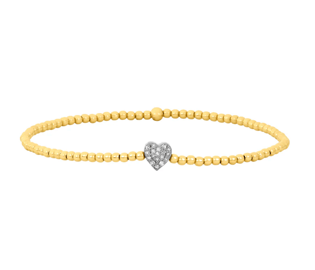 2MM Signature Bracelet with Diamond Heart Bead - Detour Boutiques