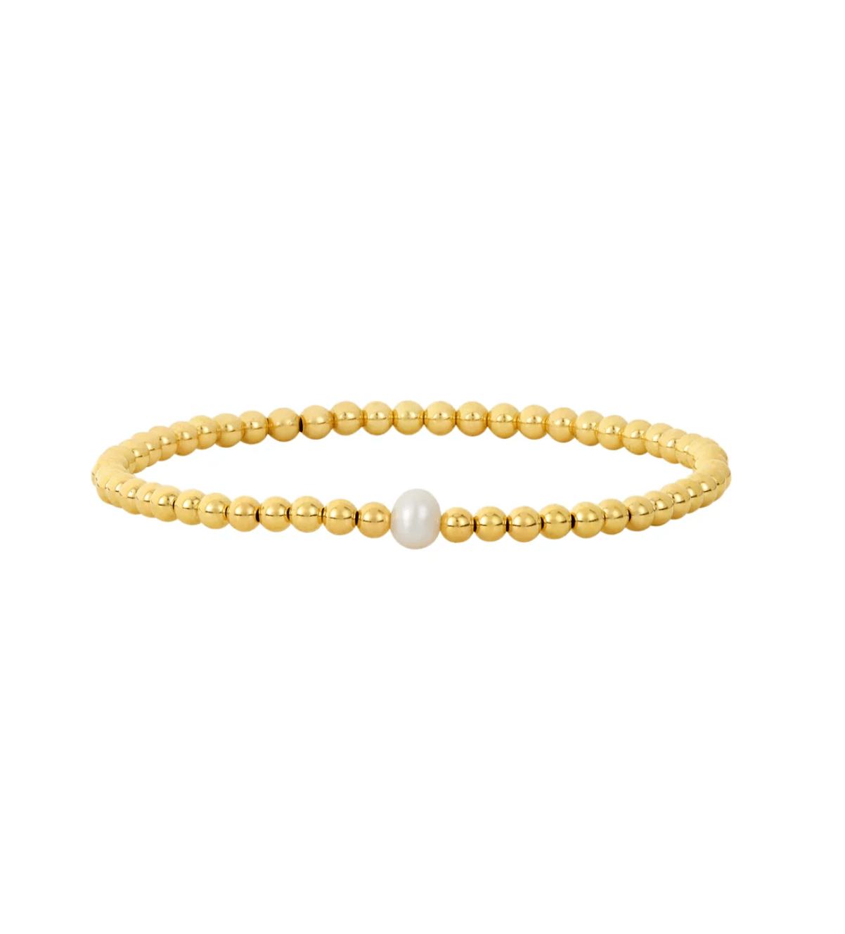 3MM Signature Bracelet with Single White Pearl - 6.5 / Yellow Gold - Detour Boutiques