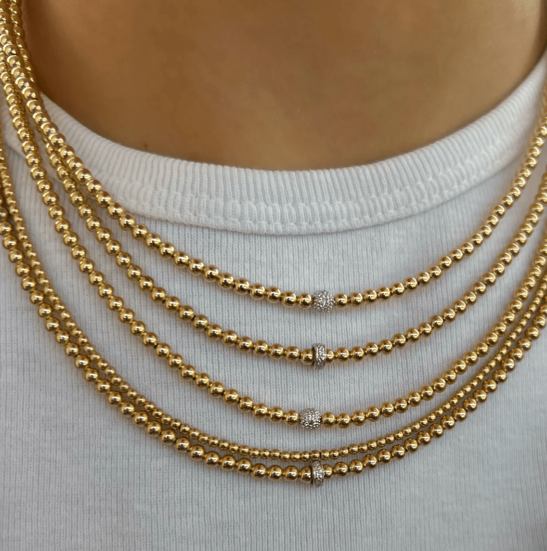 3MM Signature Necklace with 14k Diamond Bead - Detour Boutiques