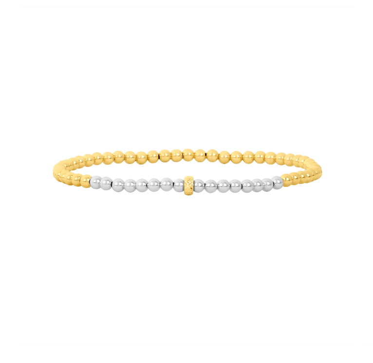 3MM Yellow Gold Filled Bracelet Silver Beads and Rondelle - Detour Boutiques