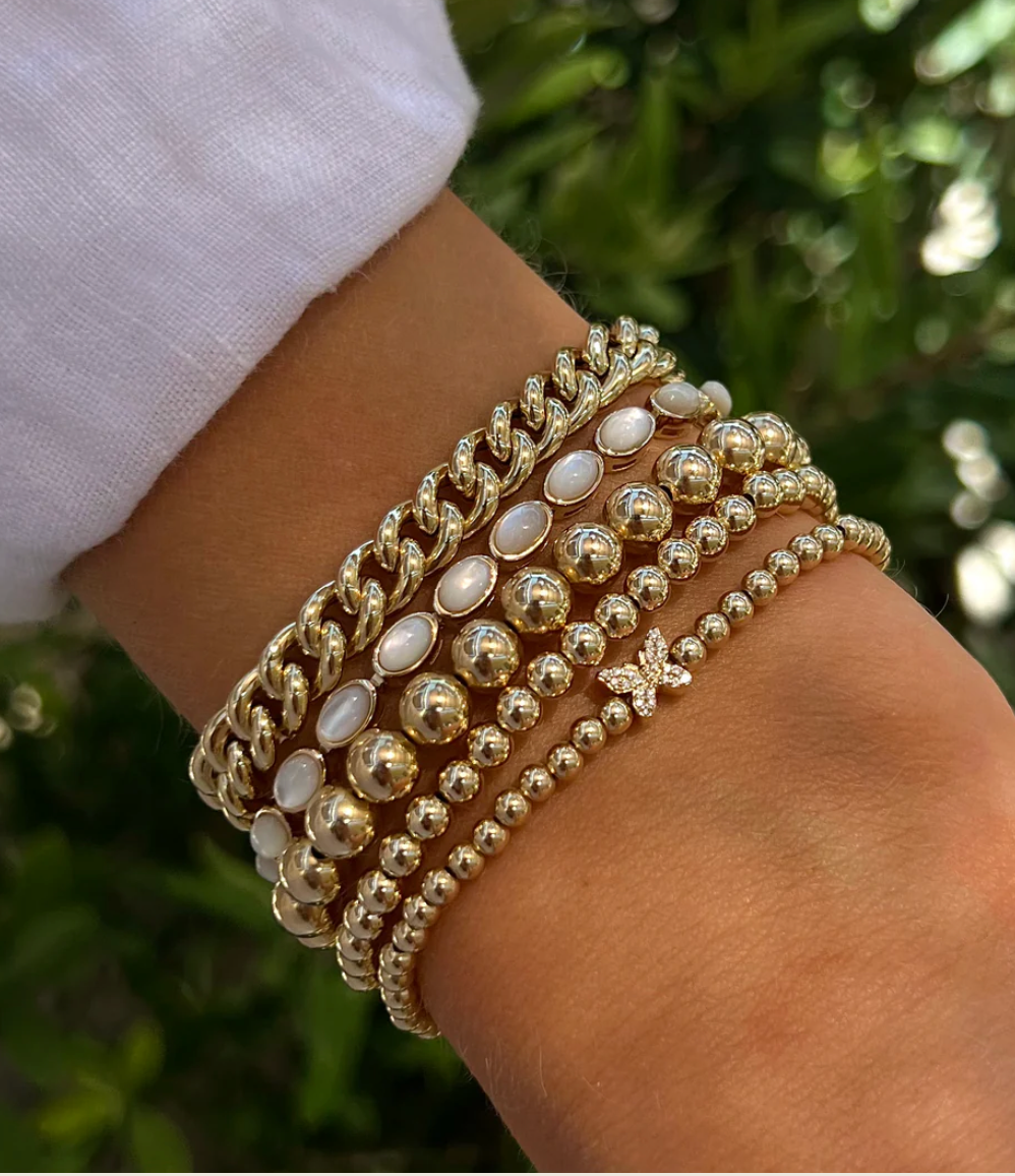 3MM Bracelet with a Diamond Butterfly Bead