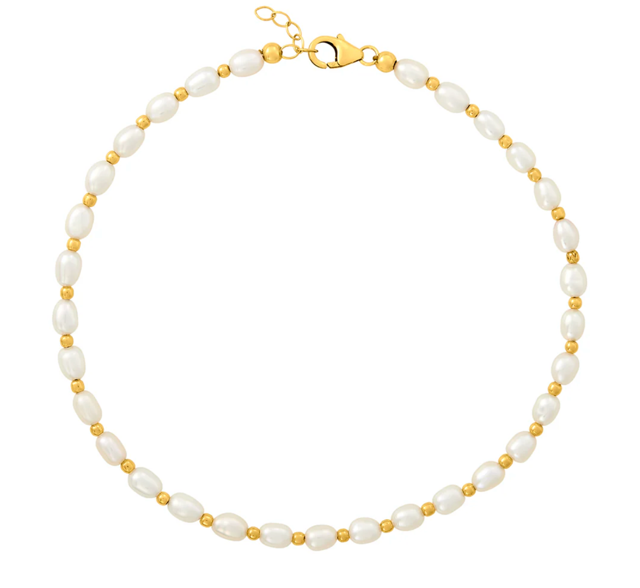 Rice Pearl Gold Pattern Anklet