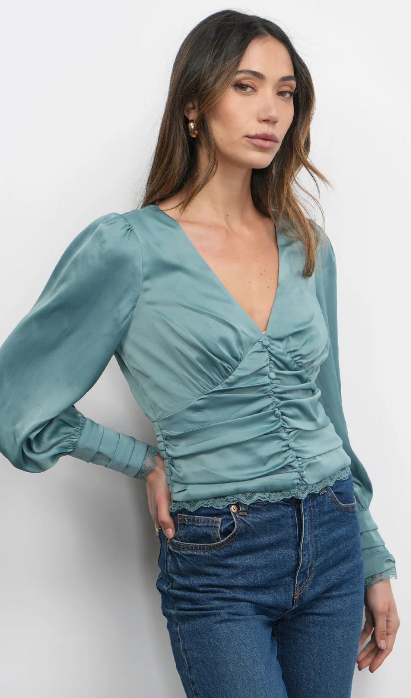 Taylor Button Front Satin Blouse