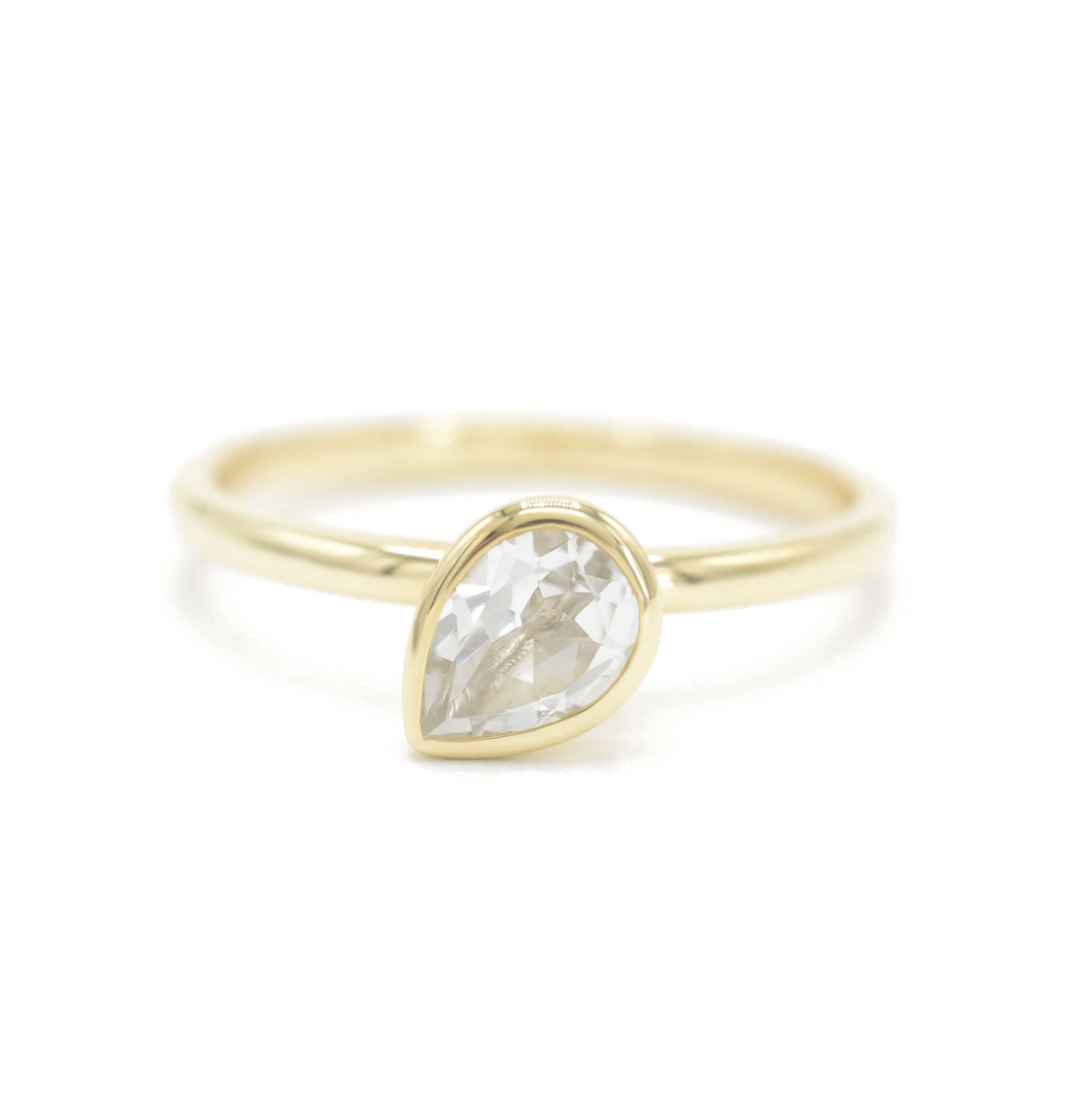 White Topaz Pear Cut Mini Jollie Ring