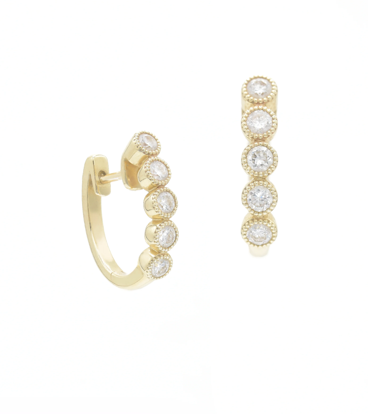 Diamond Bezel Huggie Hoops