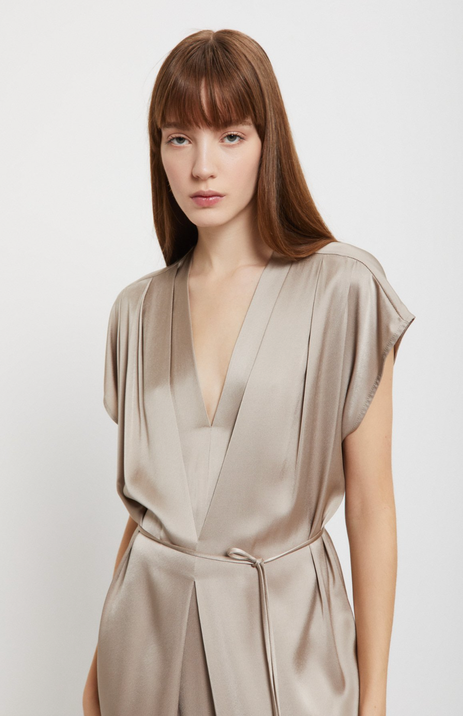Viscose long dress with belt