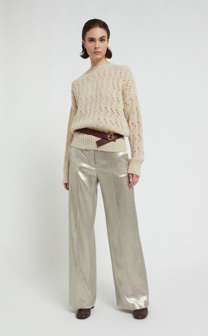 Shiny-effect trousers
