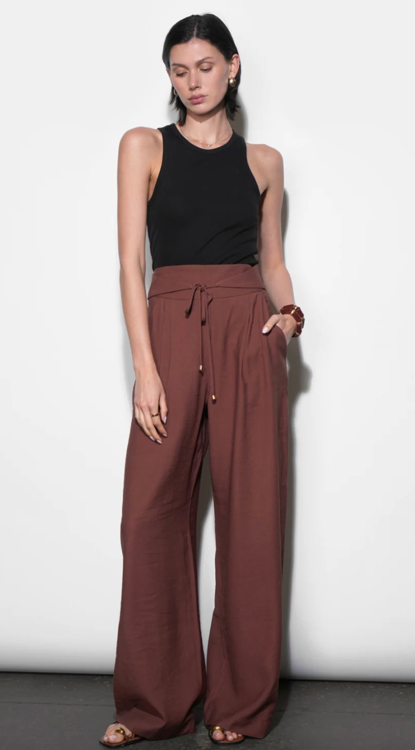 Taryn Waist Tie Detailed Wide Leg Pants