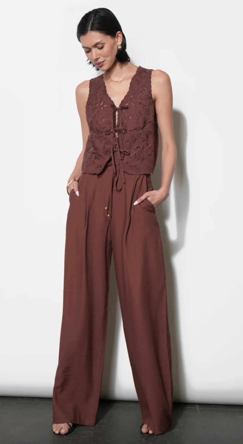 Taryn Waist Tie Detailed Wide Leg Pants