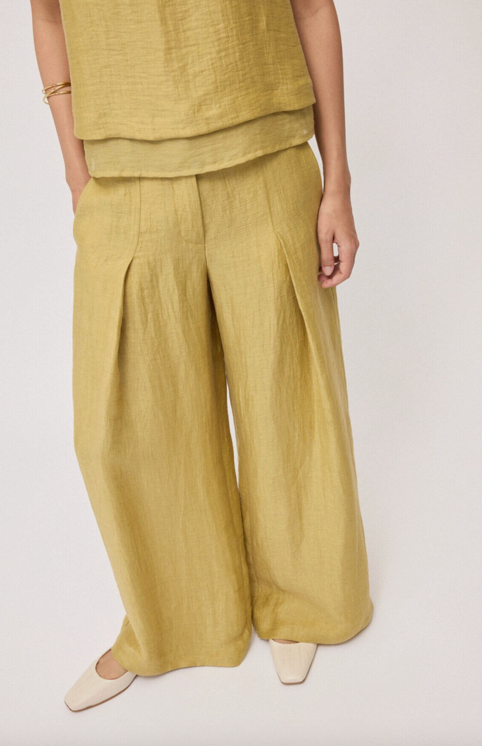 Linen blend palazzo trousers
