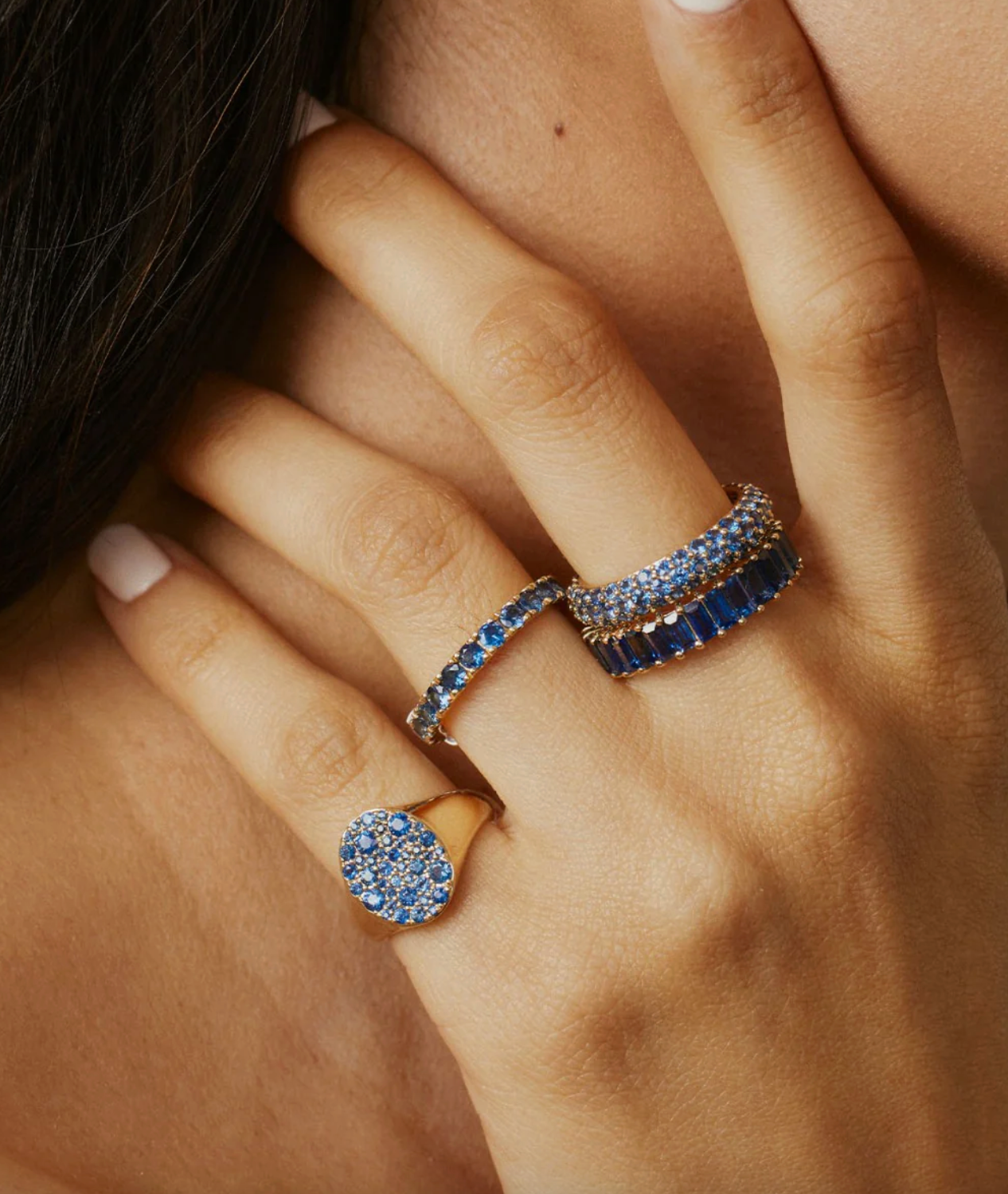 Blue Sapphire Vertical Baguette Ring