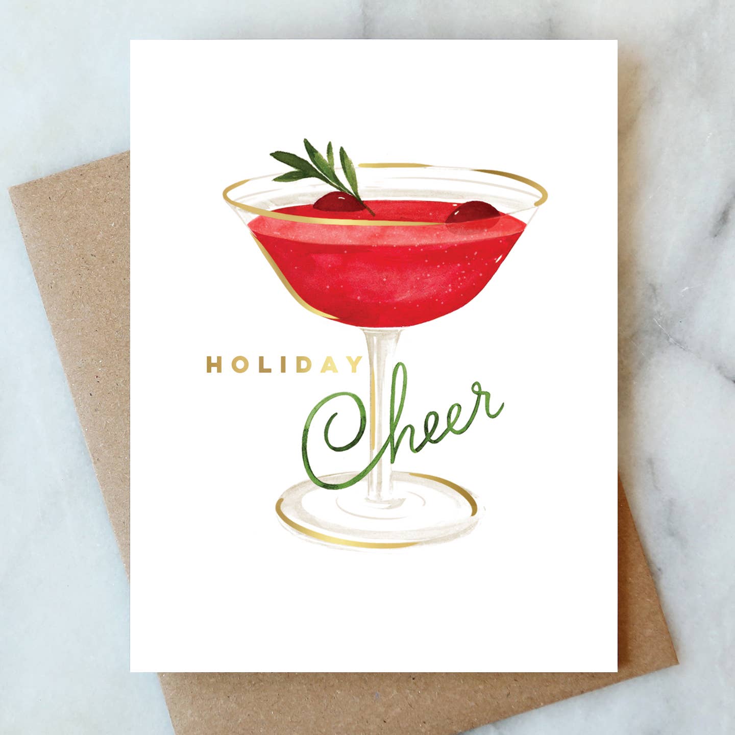 Abigail Jayne Design - Cranberry Cocktail Greeting Card | Christmas Holiday Card - Detour Boutiques