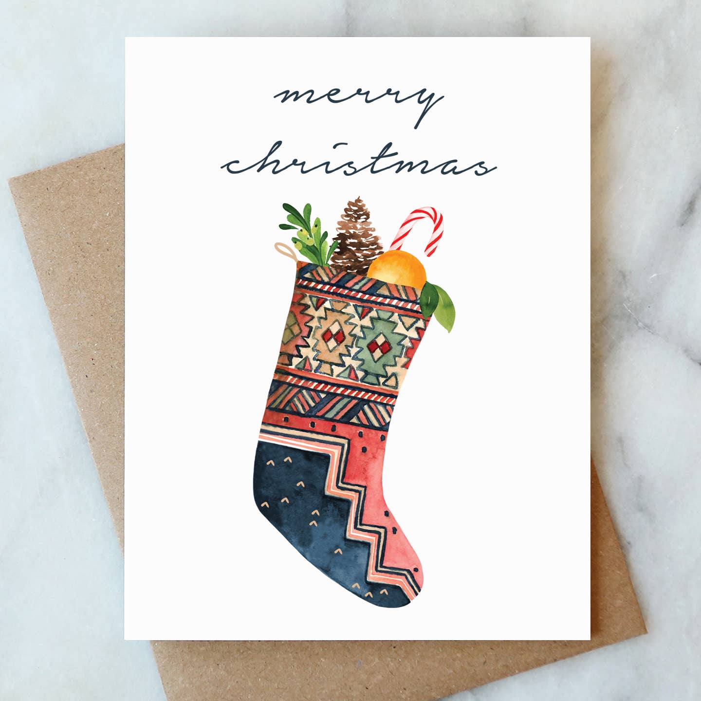 Abigail Jayne Design - Merry Christmas Stocking Greeting Card | Christmas Holiday - Detour Boutiques