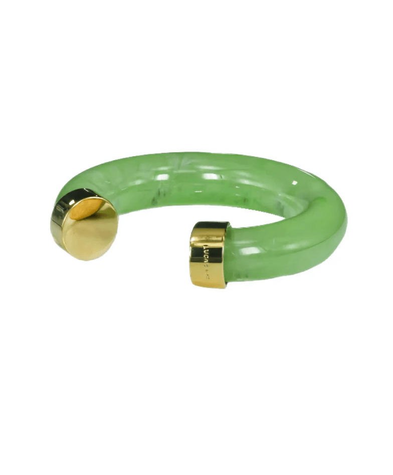 Apple Resin Cuff With Gold End Caps - Detour Boutiques