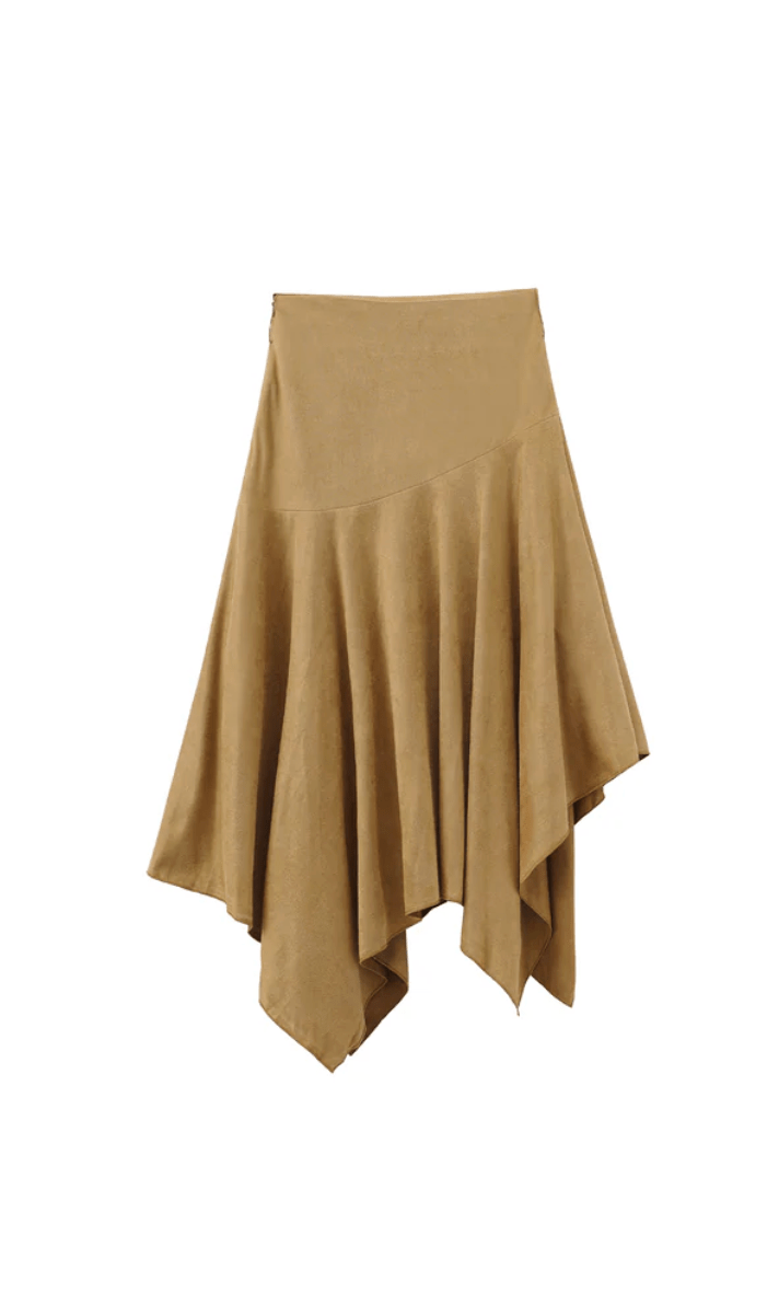 Asymmetrical Suede Skirt - Detour Boutiques