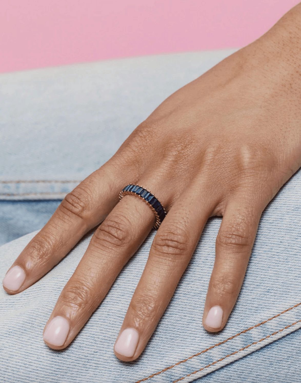 Blue Sapphire Vertical Baguette Ring - Detour Boutiques