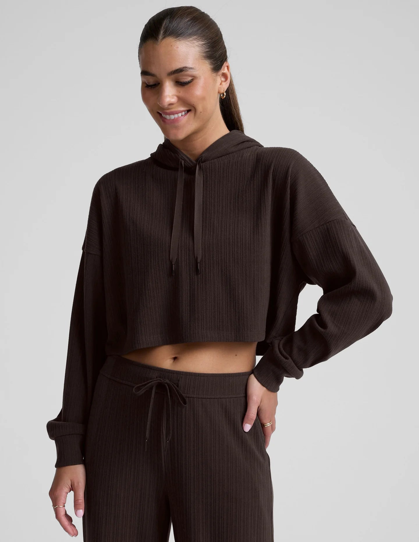 Breathe Easy Ribbed Cropped Hoodie - Detour Boutiques