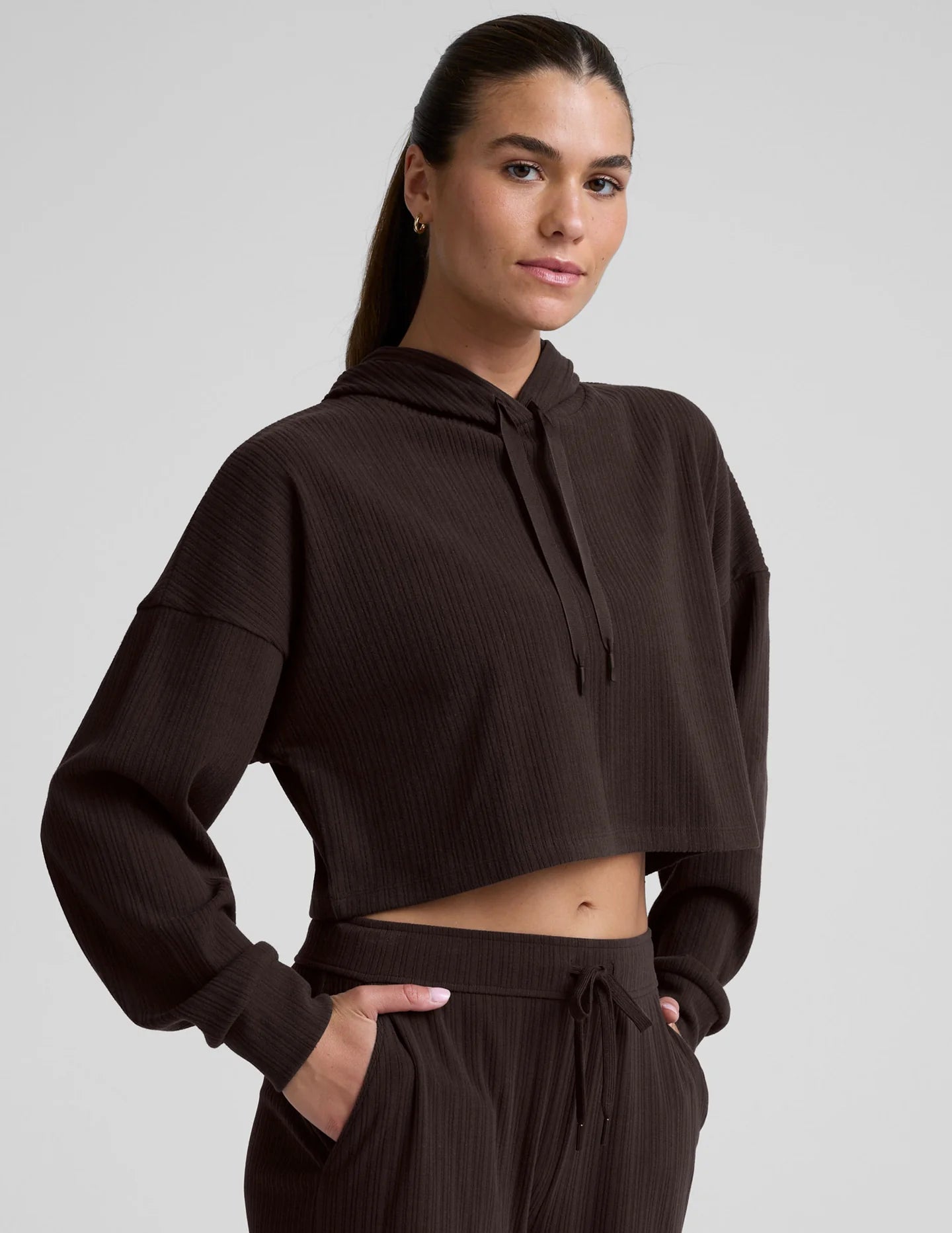 Breathe Easy Ribbed Cropped Hoodie - Detour Boutiques