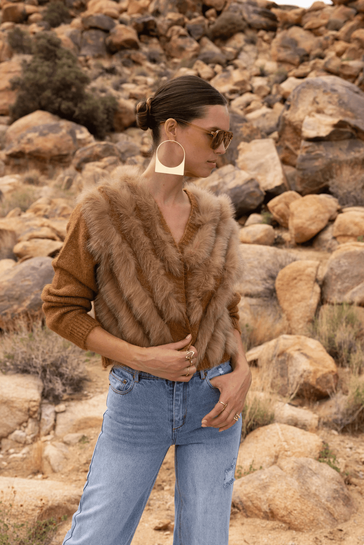 By The Fireside Genuine Fur & Wool Cardigan - Detour Boutiques