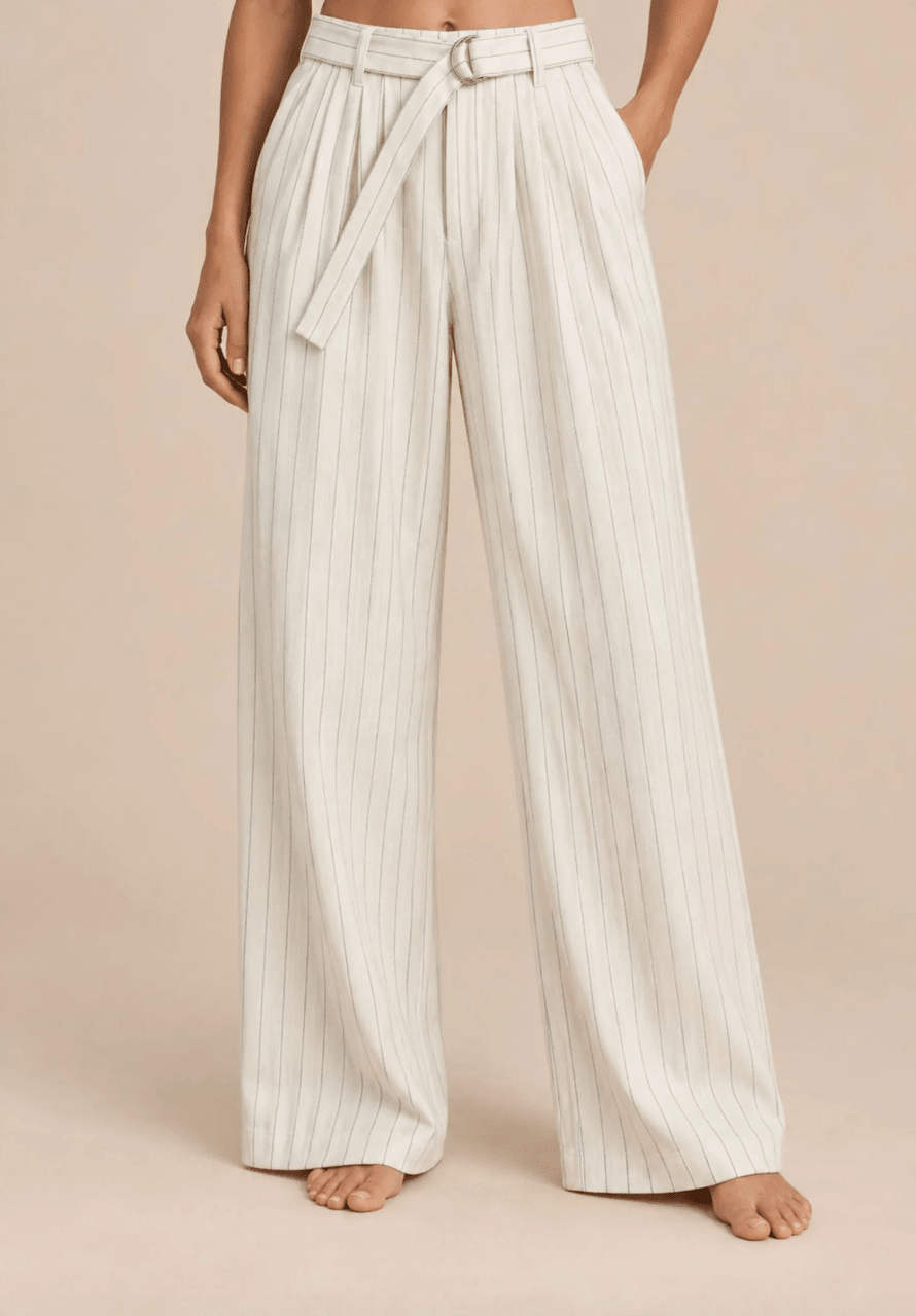 Clarke Striped Belted Pants - Detour Boutiques
