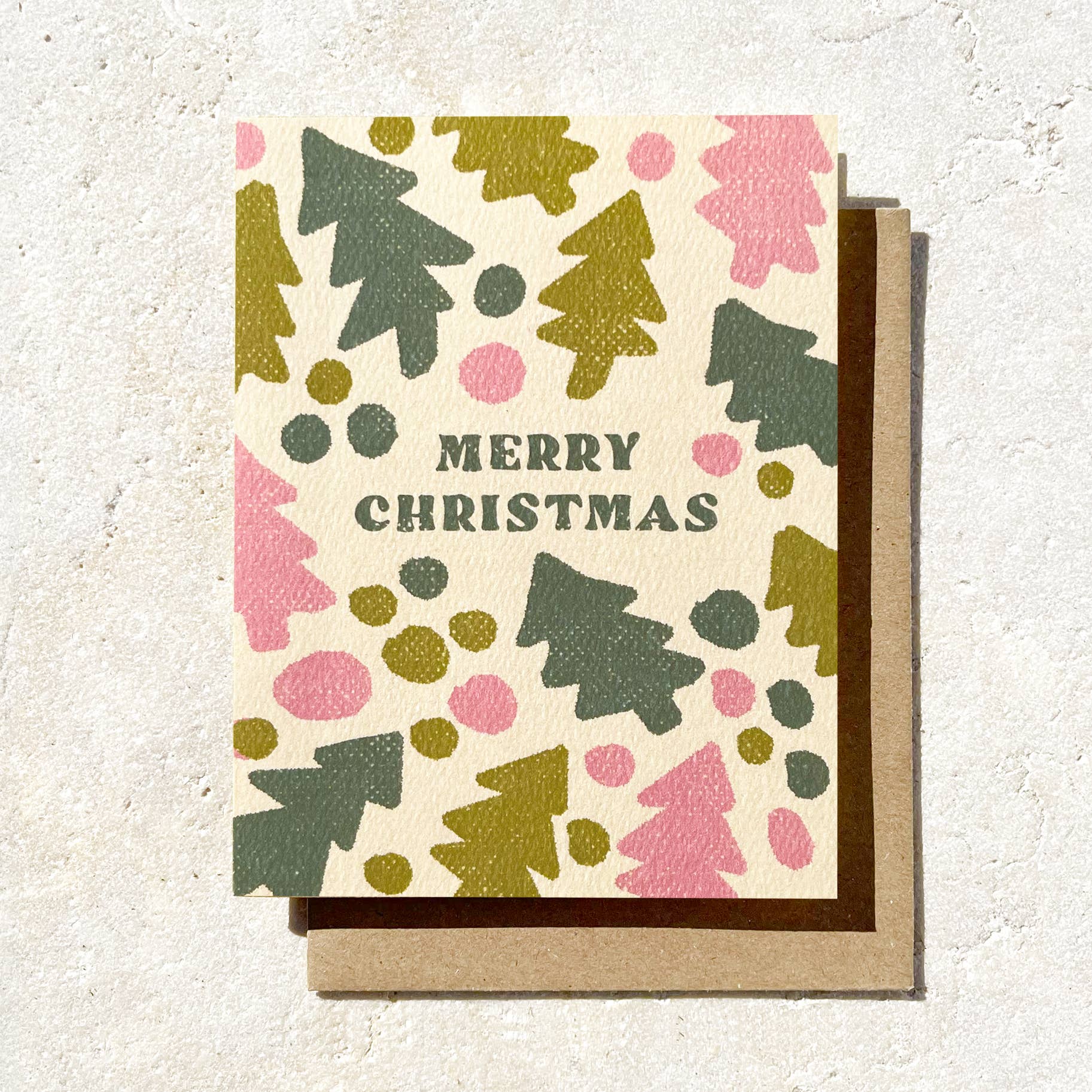 Daydream Prints - Merry Christmas • Fun Pink and Green Christmas Tree Card - Detour Boutiques